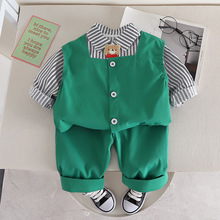 儿童秋装套装1-3岁宝宝4韩版休闲衣服2024新款小童长袖西装三件套