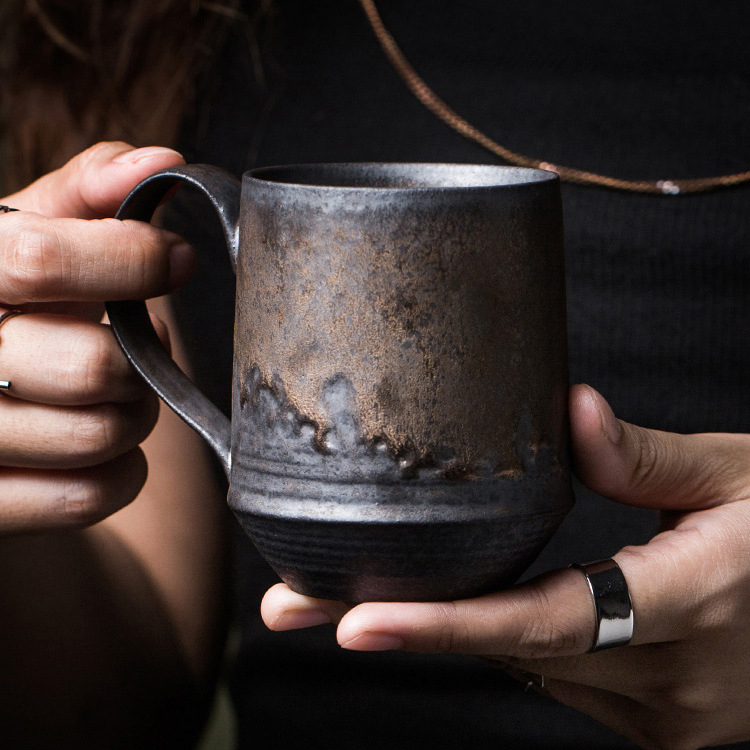 Ceramic Coffee Cup Set Nordic Stoneware Latte Art Cup Creative Retro Water Glass Gilding Couple's Cups Mug