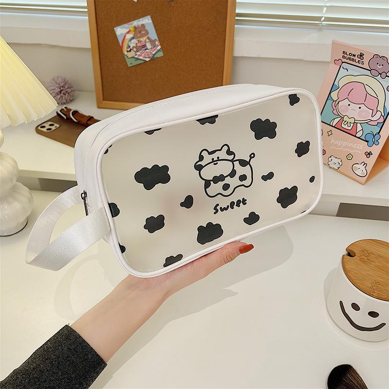 New Korean Cartoon PVC Cosmetic Bag Wholesale Transparent Wash Bag Cute Large Capacity Waterproof Pu Storage Bag