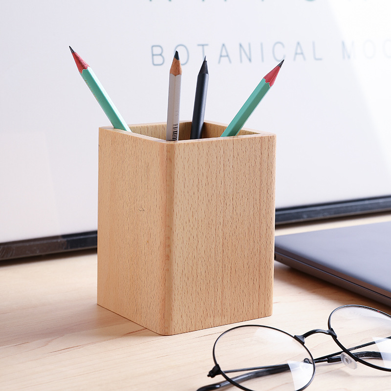 Solid Wood Creative Pen Holder Black Walnut Wooden Table Storage Box Minimalist Japanese Style Learning Office Stationery Gift