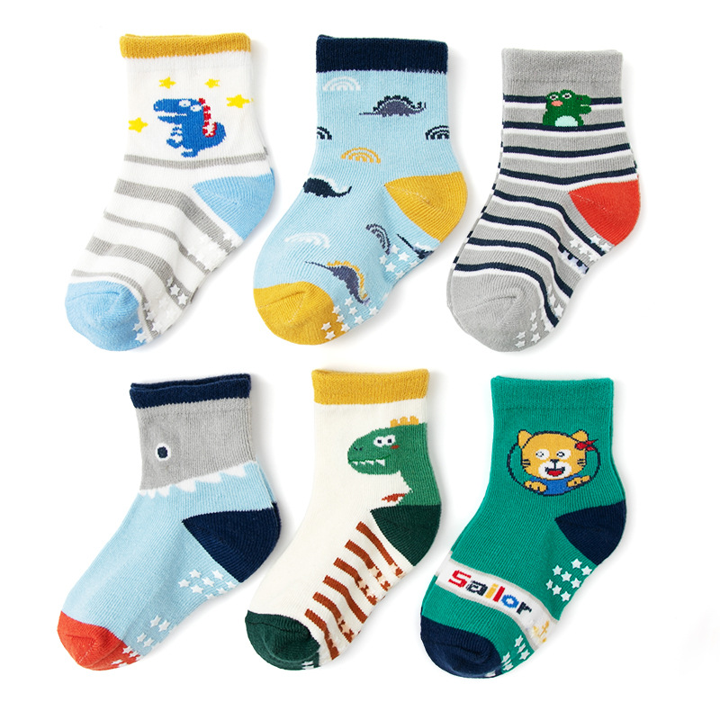 Amazon New Toddler Socks Non-Slip Dispensing Room Socks Cartoon Animal Model Children's Socks Wholesale 0-1-3-5-7 Years Old
