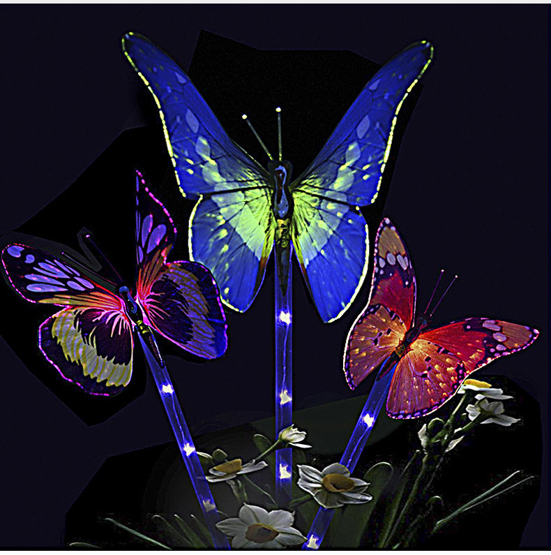 太阳能蝴蝶花灯 户外庭院花园灯仿真蝴蝶草坪灯led别墅插地景观灯