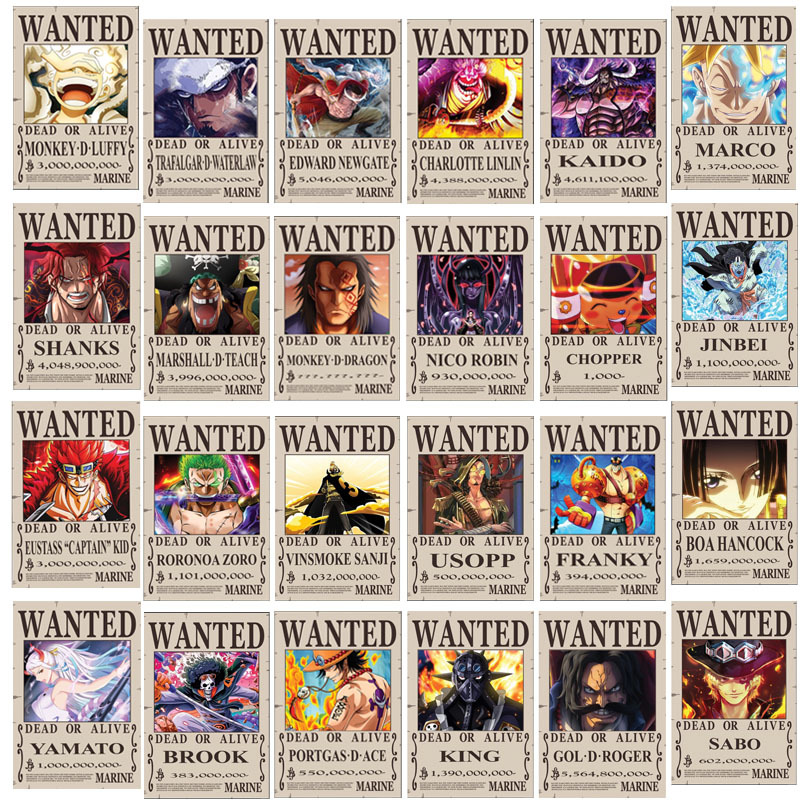 海贼王通缉令最新赏金动漫海报酒吧咖啡馆餐厅装饰画-阿里巴巴