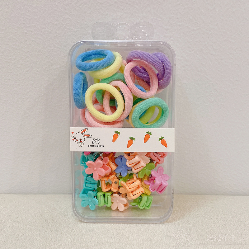 40-Piece Set Towel Ring Mini Jaw Clip Set Spring Candy Color Children Baby Hair Band Hair Band Female