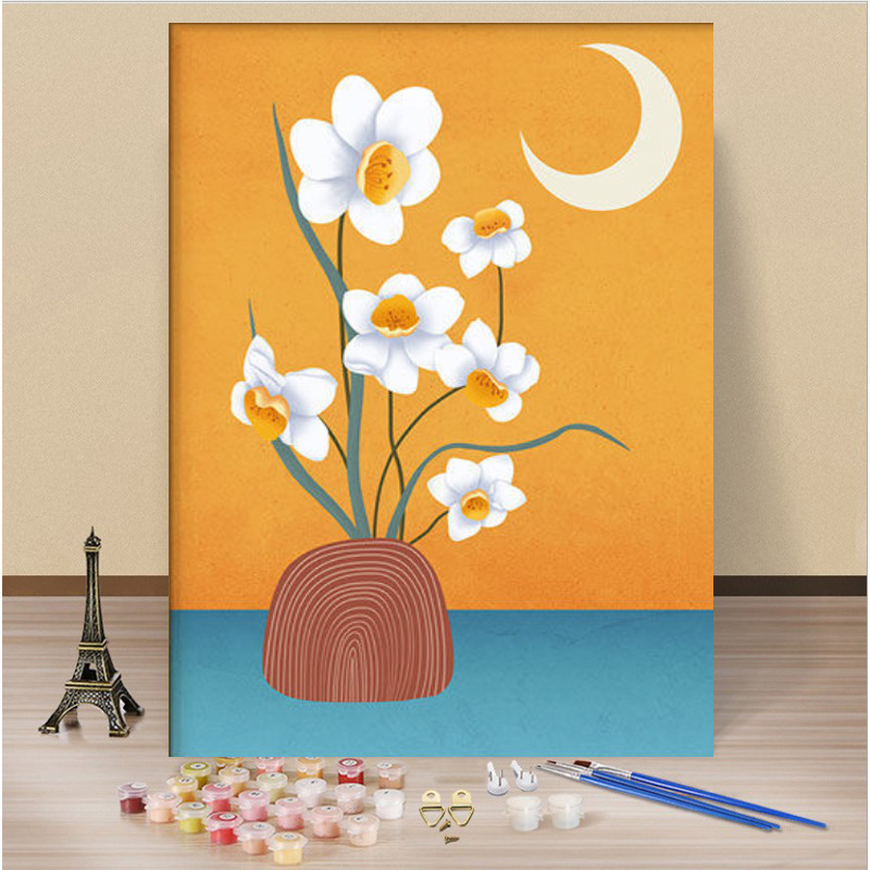 花diy数字油画北欧沙发背景客厅装饰画现代简约插画成品喷绘挂画