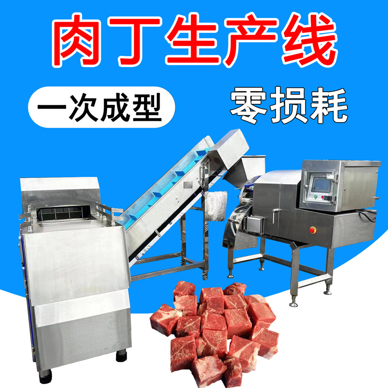 板肉肥油肉丁生产线 宠物食品一次成型切丁机 牛羊冻肉肉丁流水线