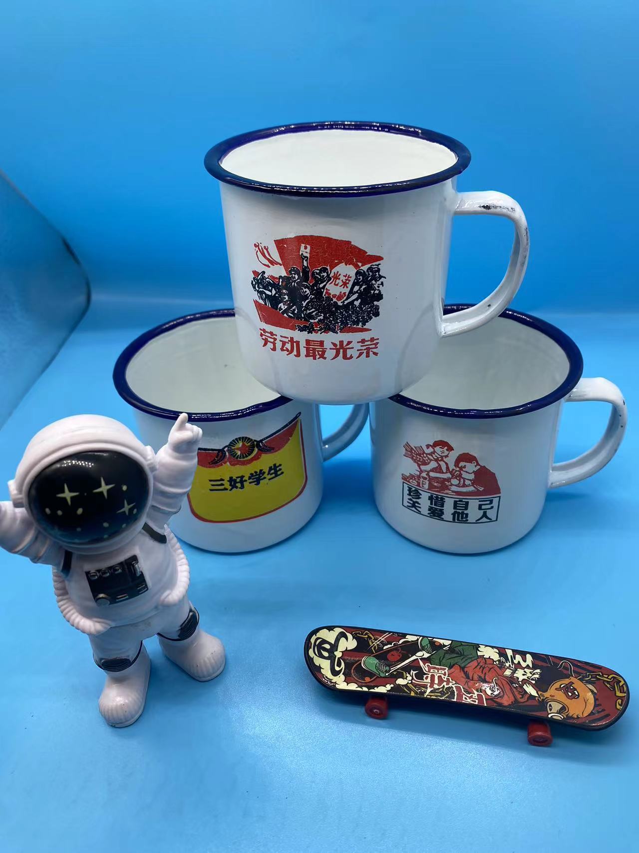 一元店搪瓷水杯怀旧杯无盖一元百货批发复古水杯子搪瓷茶缸-阿里巴巴