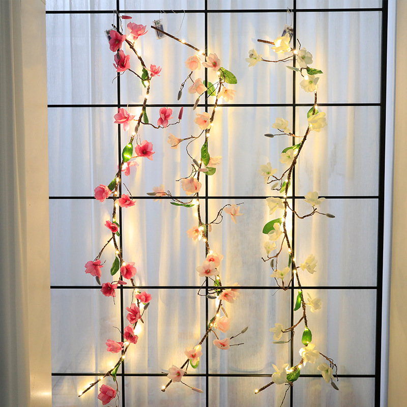 New Artificial Rose Lighting Chain Rose Floral Series Lighting Chain Room Wedding Celebration Decoration Cherry Blossom Lamp Ambience Light