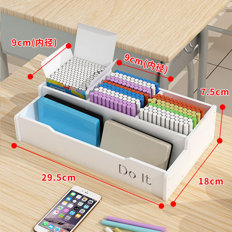 Teacher's Podium Chalk Storage Box Blackboard Box Office Desk Surface Panel Stationery Rack Creative Pen Holder Plastic