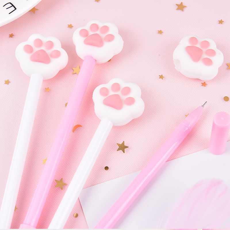 粉嫩可爱中性笔猫爪水笔黑学生用萌小清新韩版女生签字笔包邮