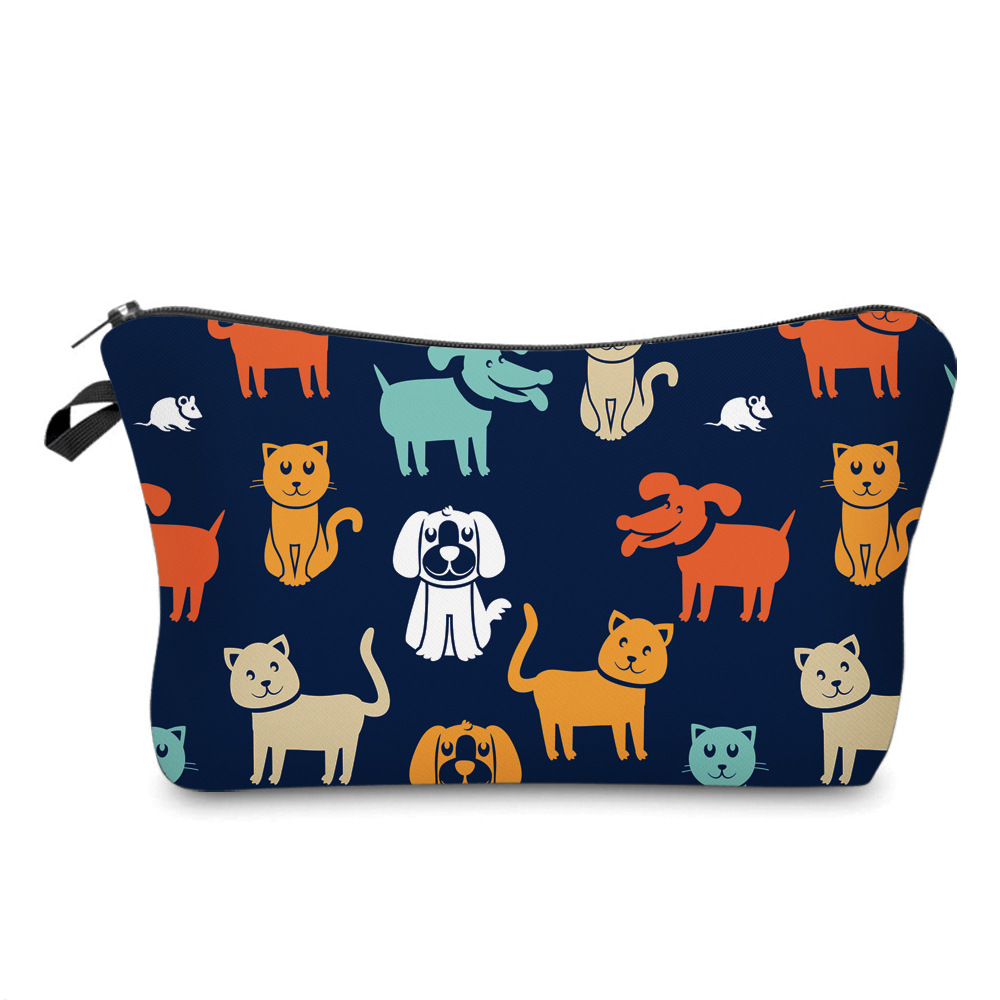 Amazon New Portable Waterproof Cosmetic Bag Cartoon Dog Printing Travel Toiletry Storage Multifunctional Clutch