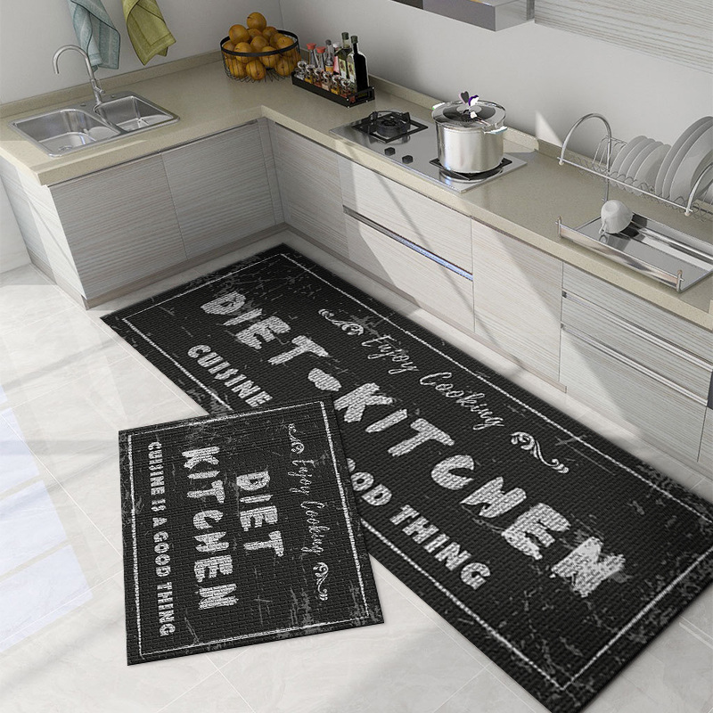 Cross-Border European and American-Style Kitchen Plastic Footpad Mat Retro Fashion Kitchen Carpet Absorbent Bathroom Mat Door Mat