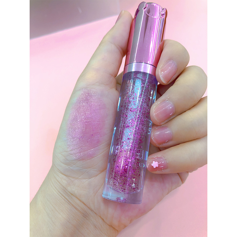 Cross-Border Lip Gloss Moisturizing Jelly Temperature Change Lip Gloss Color-Changing Lipstick with Sequins Color Change Lip Gloss Lip Lacquer Wholesale