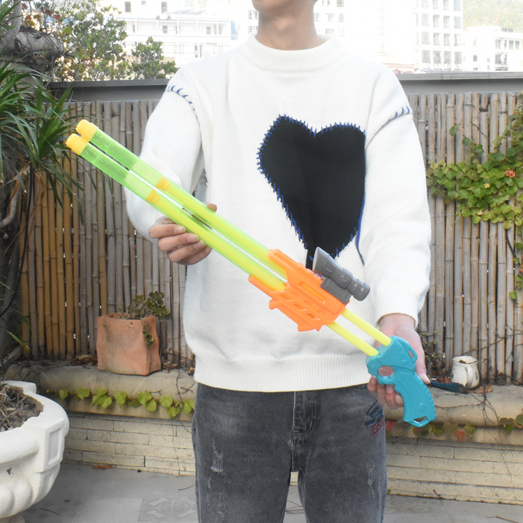 新款热卖实体店展示盒装56cm双管枪型水枪儿童沙滩漂流打水仗玩具