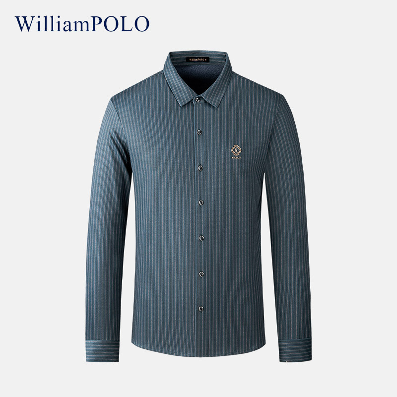 英皇保罗男士衬衫新款商务休闲长袖衬衫男条纹中年男装上衣衬衣男