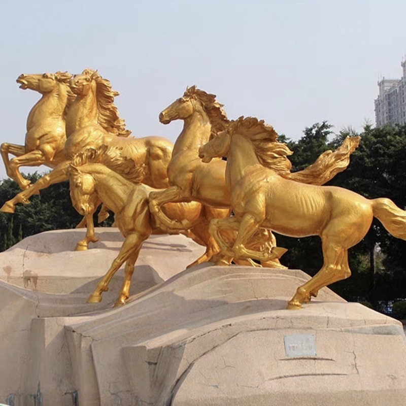 大型古希腊阿波罗战车战马铸铜雕塑广场园林景区铜雕马群马战马