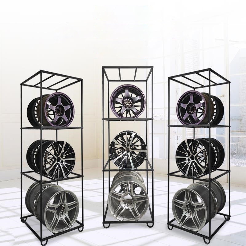 移动式轮胎架轮毂展架汽车机油轮胎货架展示架双层轮胎支架置物架