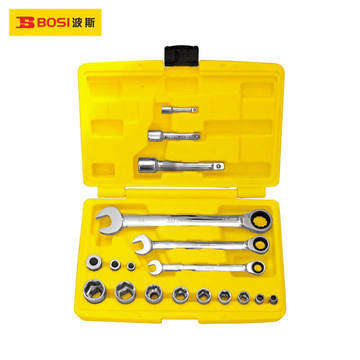 波斯工具(bosi tools)棘轮两用扳手套筒组套18pc bs401118-阿里巴巴