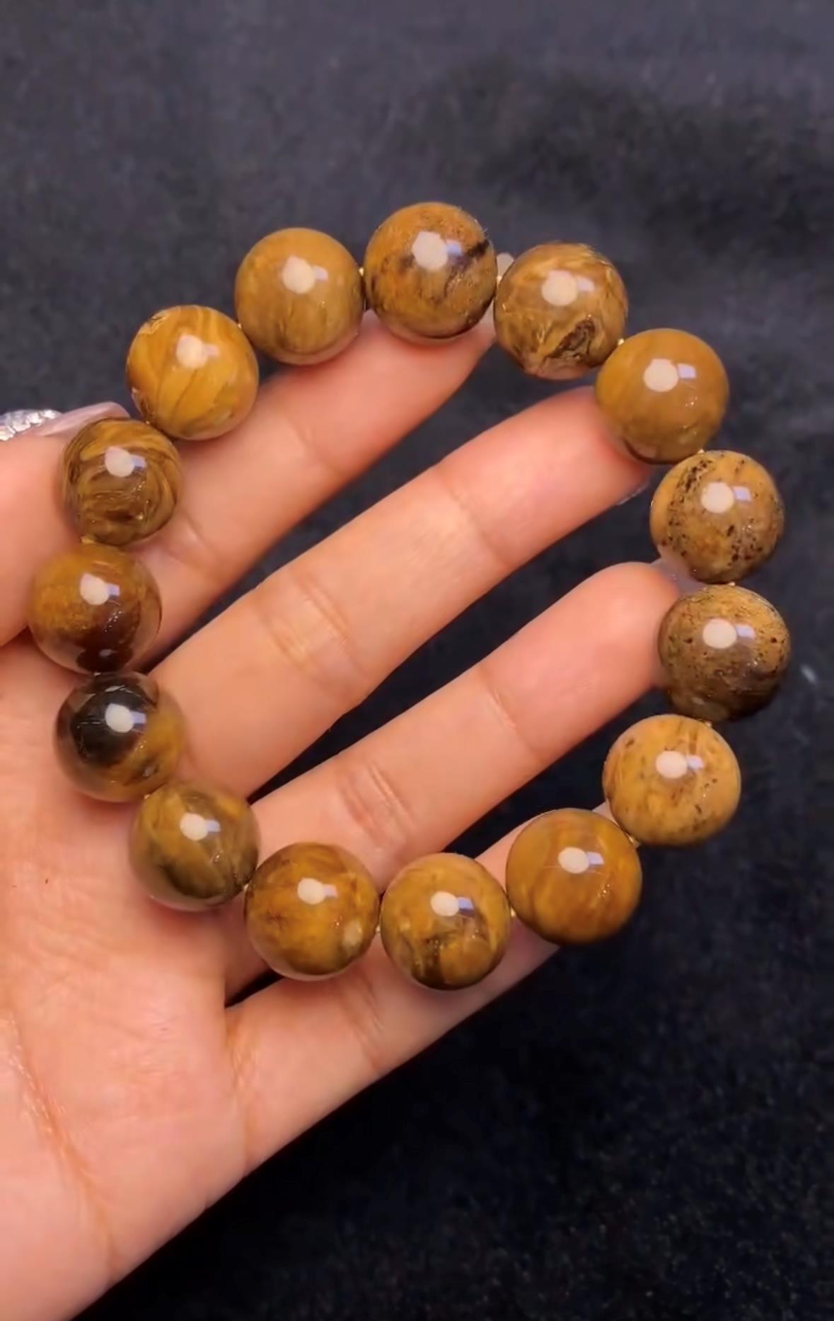 天然琥珀缅甸根珀溶洞手串批发 手链溶洞蜜奇特纹理图案丰富多变