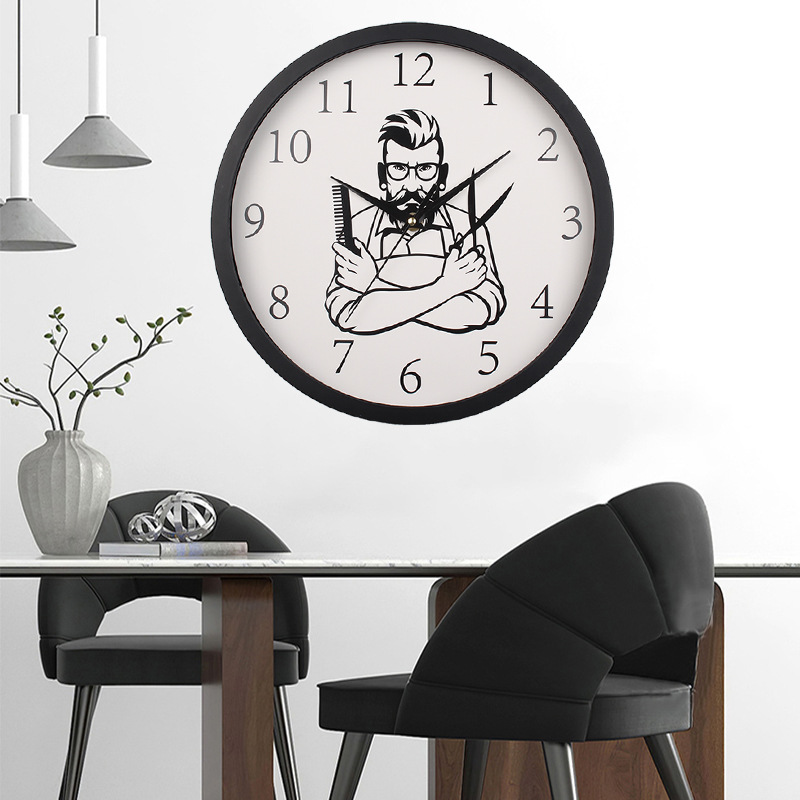 Barber Shop Wall Clock New Chinese Retro Fashion Wall Hanging Simple Art Clock Digital Creative round Wall Clock Wholesale