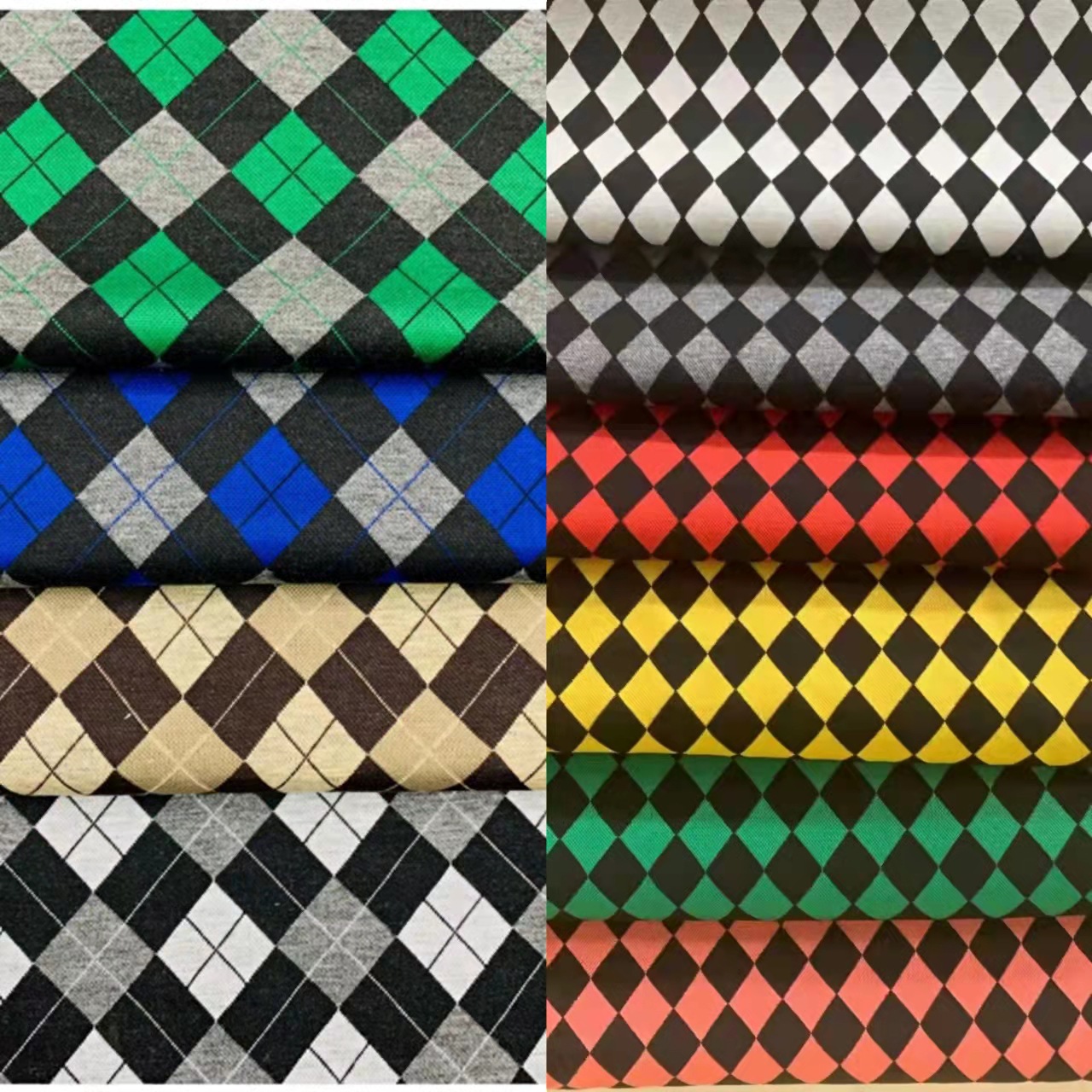 春夏爆款针织提花色织罗马布菱形格棋盘格面料时装连衣裙童装面料