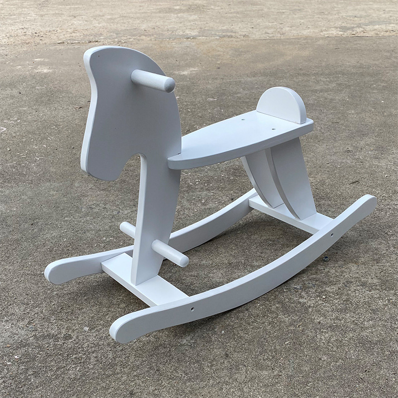 儿童玩具木马拼装摇摇马摇摇车木质白色木马儿童玩具订制加工定做