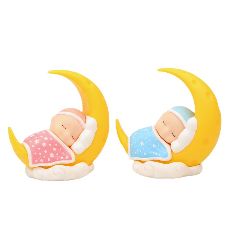 Cake Decoration Diy Sleep Warmer Moon Plug-in Children's Birthday Party Decorations Doll Microview Ornaments