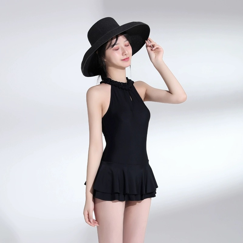 Swimsuit Ladies New Korean Style Dress Covering Belly Thin Special-Interest Design High Sense Backless Hot Spring Swimsuit for Women