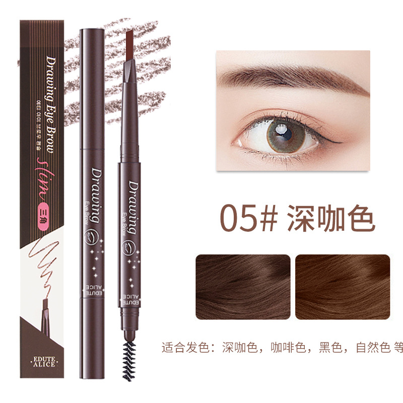 Ultra-Fine Triangle Double-Headed Eyebrow Pencil Automatic Rotation Three-Dimensional Waterproof Sweat-Proof Long-Lasting Female Student Not Easy to Smudge Cross-Border