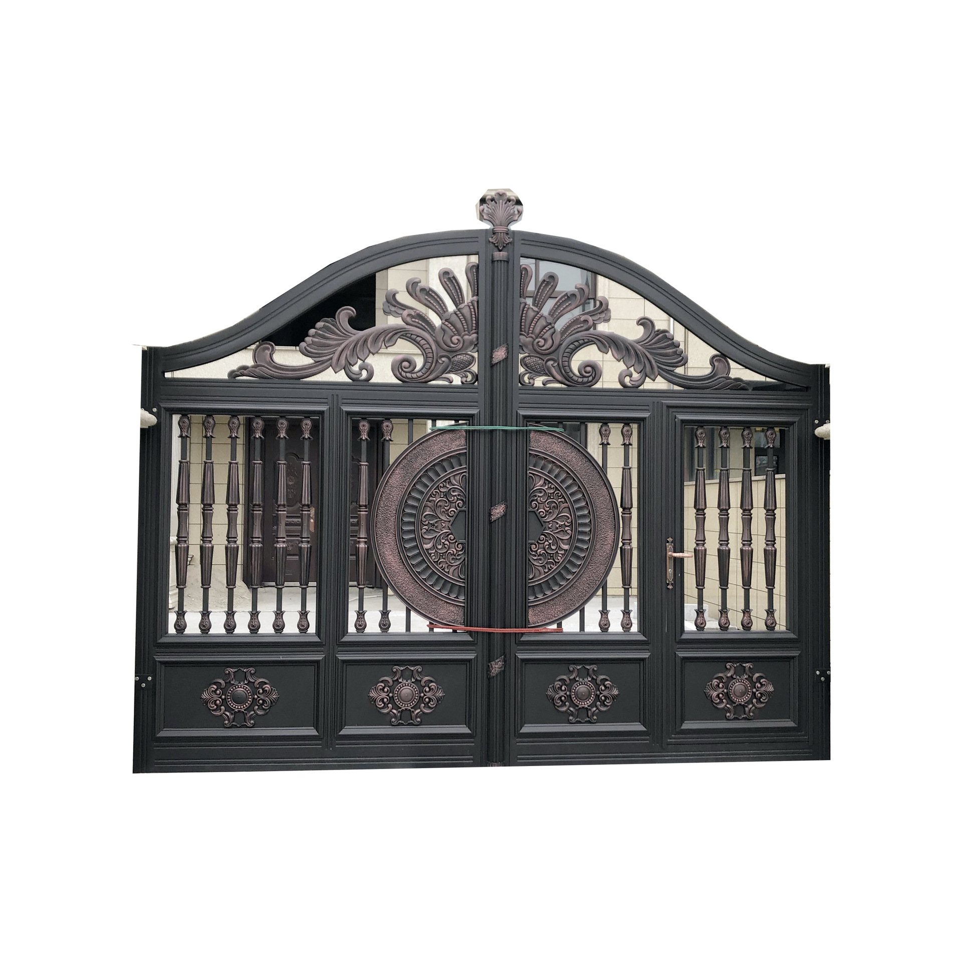 别墅庭院铝合金电动大门 全自动仿古铁门铜门铝艺防盗平移门定制