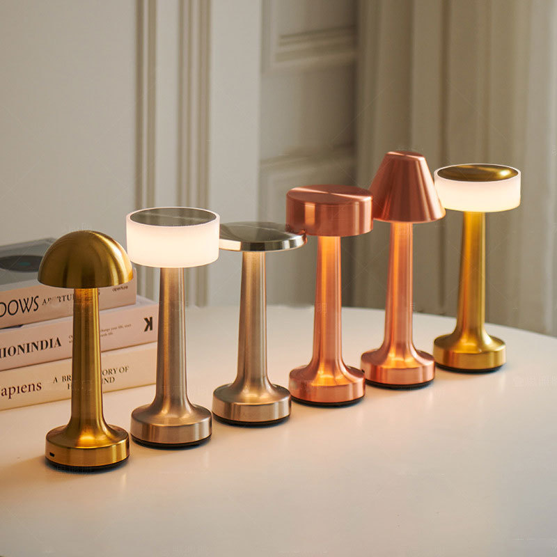 led light luxury nordic ins bar touch retro metal dumbbell table lamp bedroom creative bedside decorations table lamp