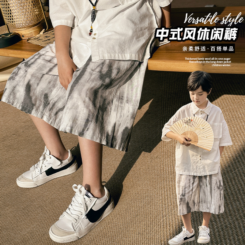 湖州织里童装2024夏季新款国风男童短裤 中大童五分裤儿童休闲裤