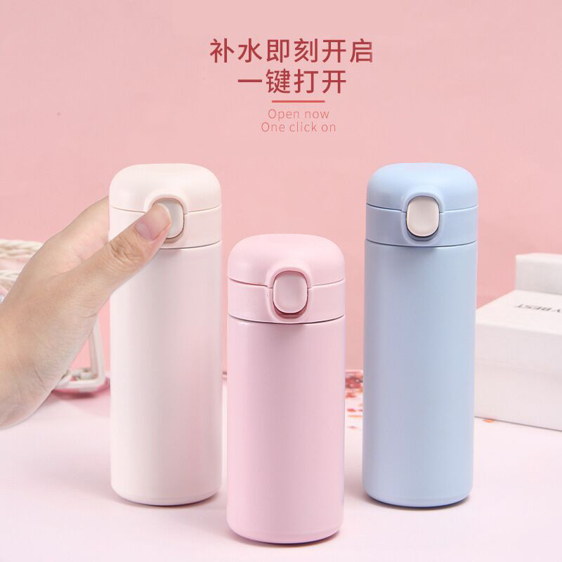 Simple Stainless Steel Portable Bounce Cover Pea Cup Mini Small Capacity Handy Thermos Cup Creative Gift Cup Wholesale