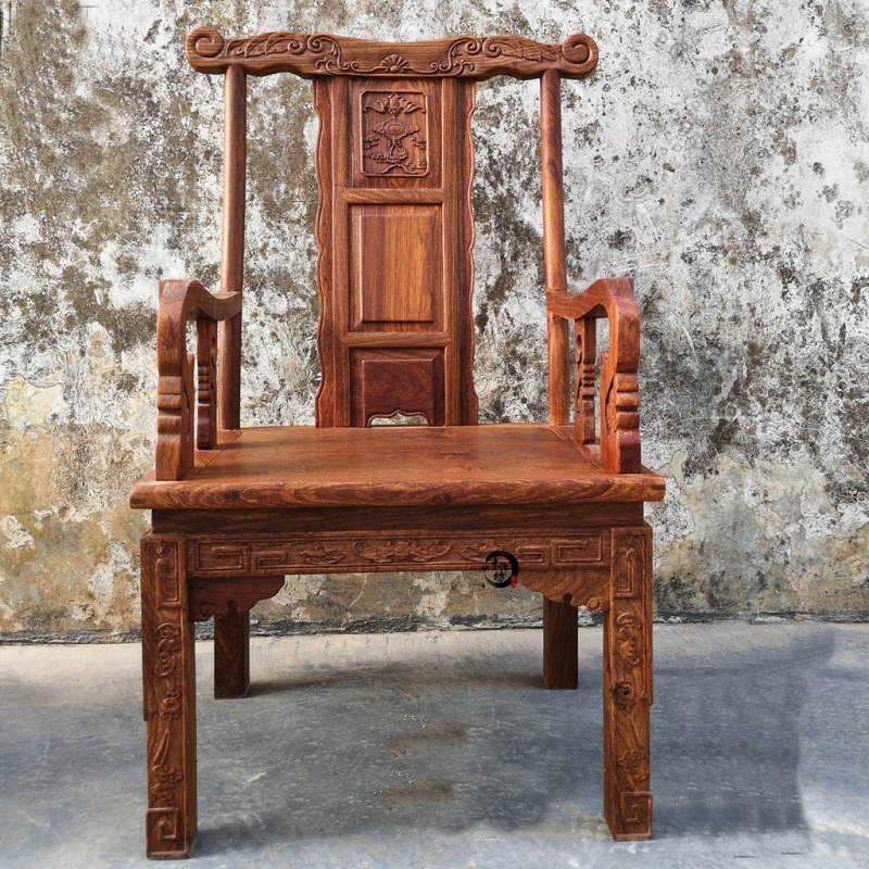 仿古红木家具刺猬紫檀圈椅主人椅花梨木太师椅实木办公椅古典椅子