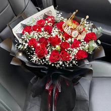 红玫瑰满天星花束生日礼物鲜花速递同城北京上海深圳配送女友
