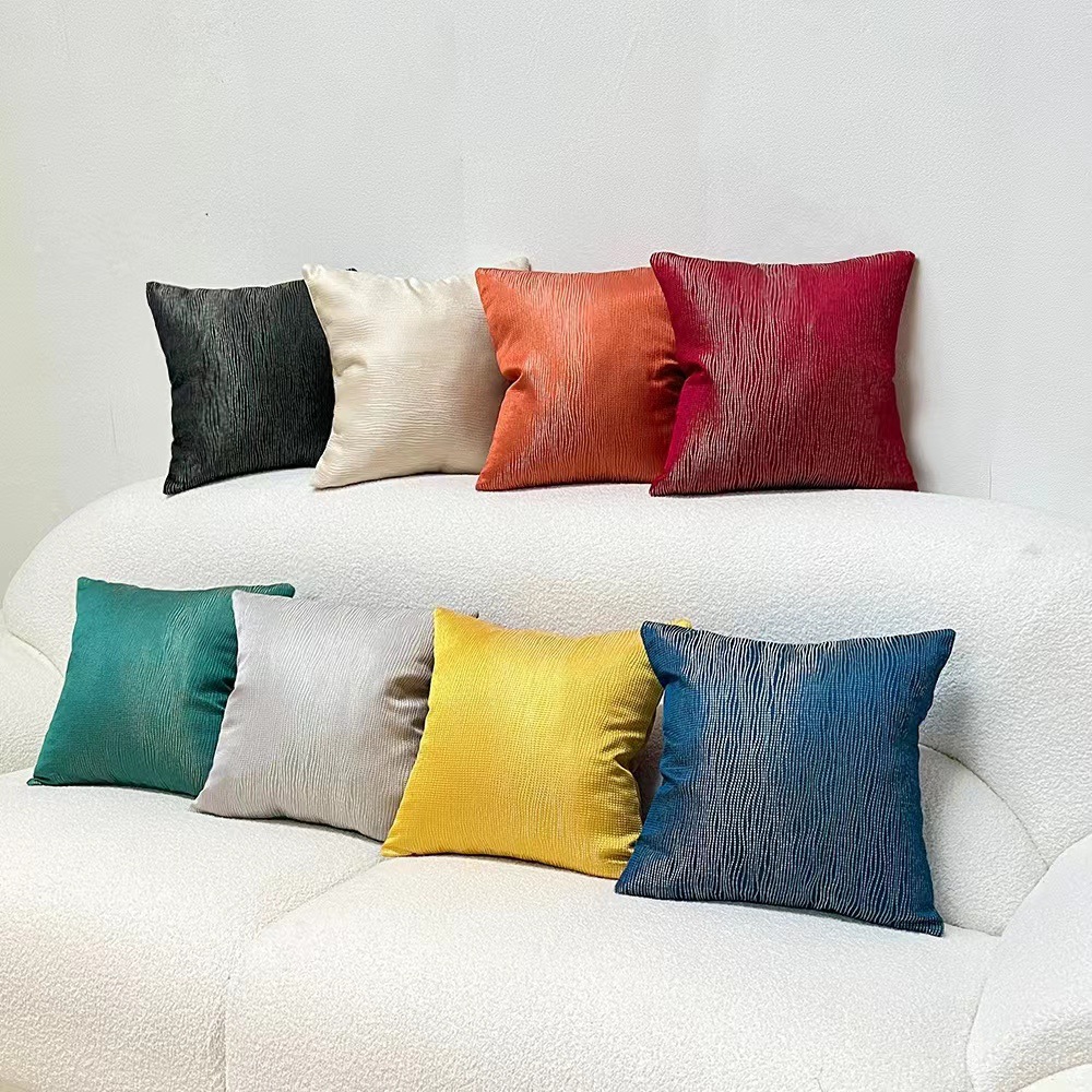 Entry Lux Pillow Lines Plaid Pattern Living Room Sofa Cushion Cover Lumbar Cushion Cover High Precision Jacquard New Chinese Style