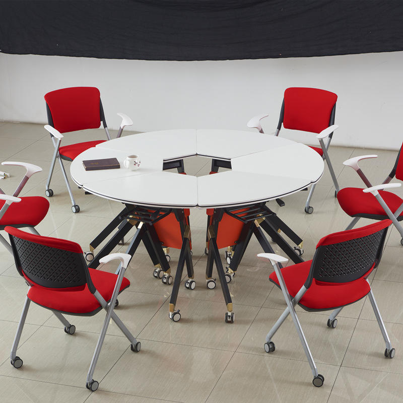 童阿哥智慧教室移动课桌椅学生组合折叠桌培训桌椭圆形扇形带轮子