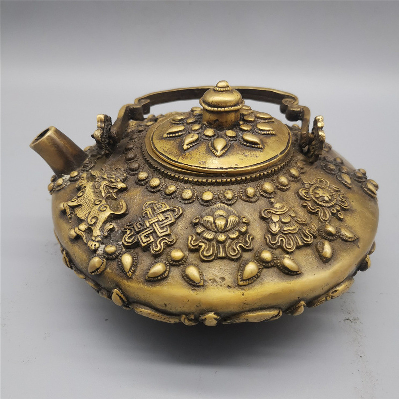 古玩批发铜器工艺品仿古黄铜八宝壶摆件做旧摆件装饰品一件代发