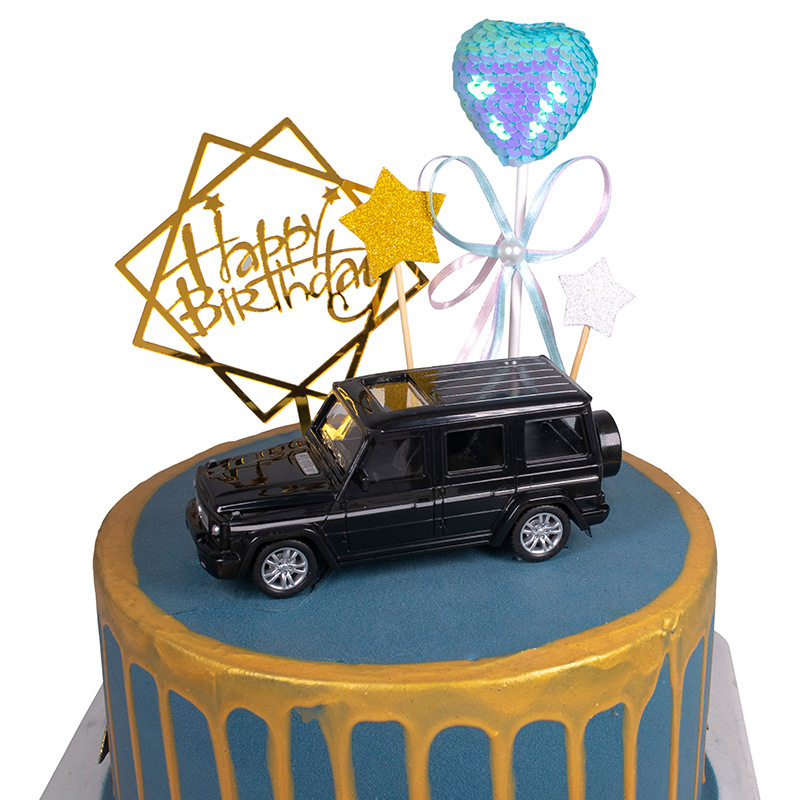 奔驰大奔大g生日蛋糕装饰摆件配件玩具情节人大号13cm越野汽车