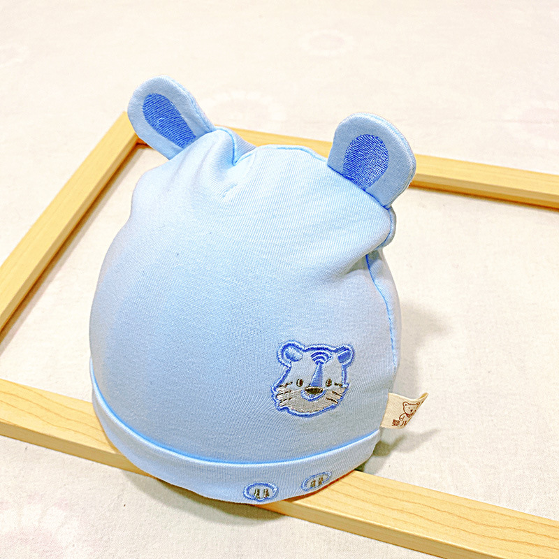 新生婴儿男女宝宝柔软双层全棉胎帽睡帽新年红色小老虎套头帽春秋