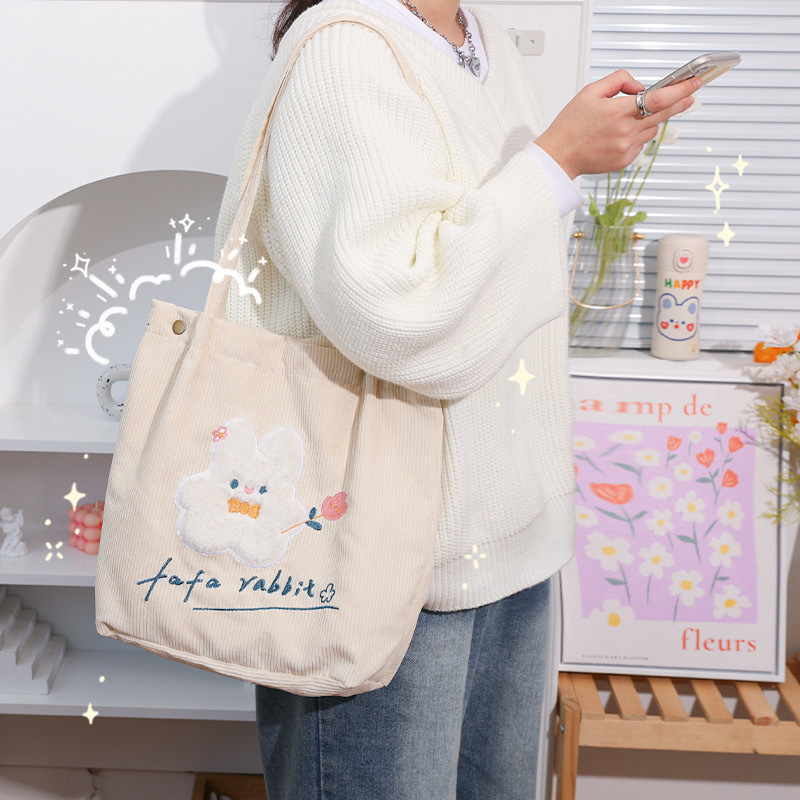 可爱手提包女大容量单肩包饭盒带饭女大学生上班帆布包挎包包包跨-阿