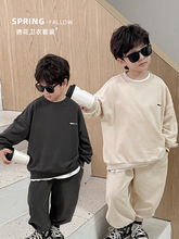 AOAOKIDS儿童2024春款韩版宝宝卫衣两件套洋气小鱼刺绣男童套装潮