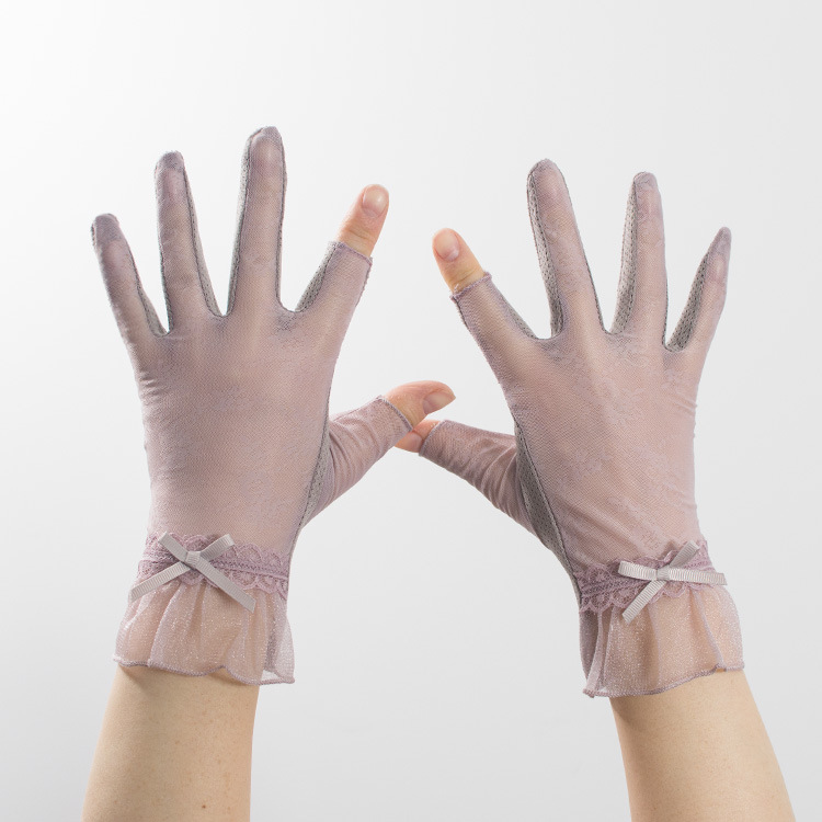 露二指漏五指夏季冰丝春秋开车骑车防滑手套薄短款棉手套女