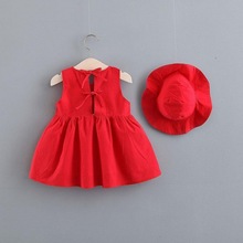 婴幼儿公主裙套装夏装女童洋气一周岁礼服红色裙子宝宝百天连衣裙