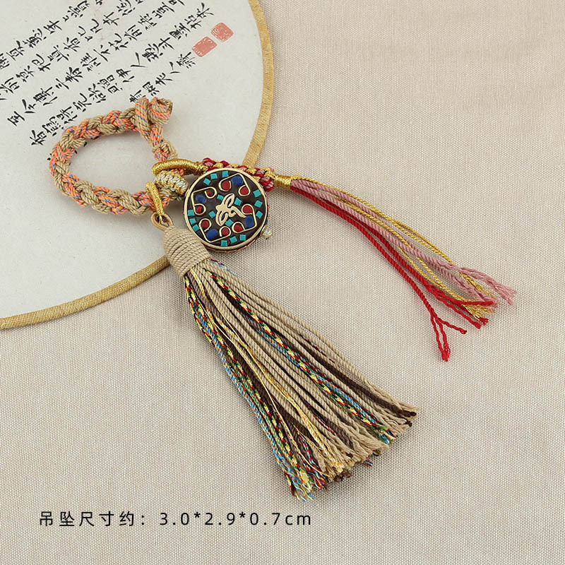 National Fashion Hand-Woven Cross Knot Pendant Creative Bag Pendant Key Ring Multi-Purpose Hand-Knitted Rope Tibetan Accessories