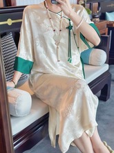 新中式国风提花改良旗袍裙女感宽松气质缎面连衣裙