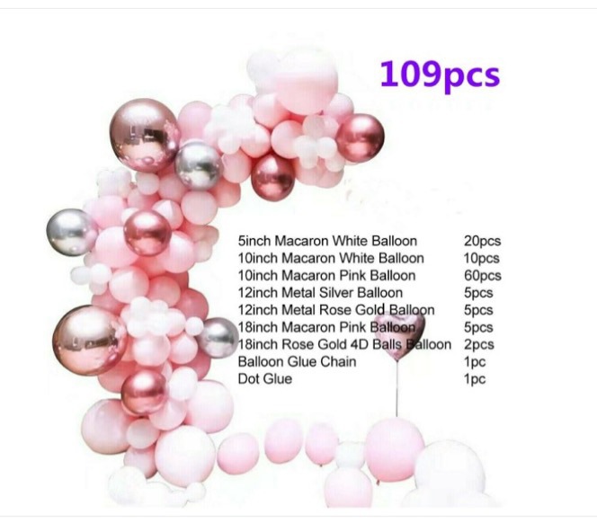 Cross-Border Hot Selling Blue Silver Rubber Balloons Birthday Arrangement Party Supplies Wedding Celebration Decoration Balloon Chain Set