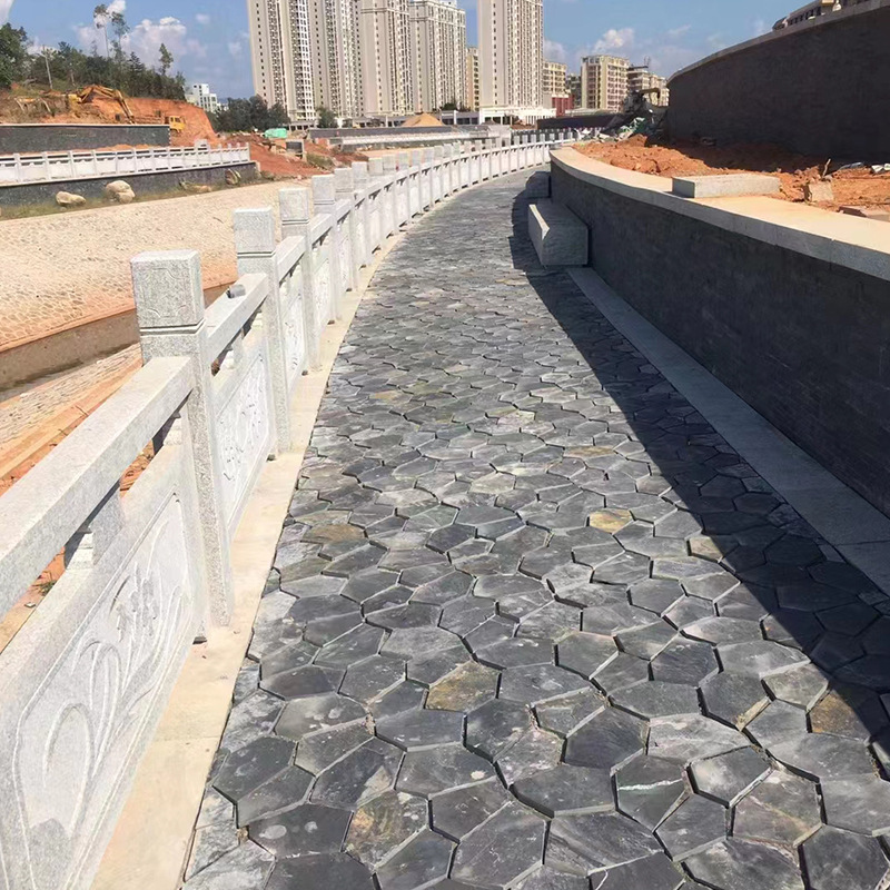 青石板冰裂纹不规则碎拼室外墙面文化石庭院户外地铺石材江西青石