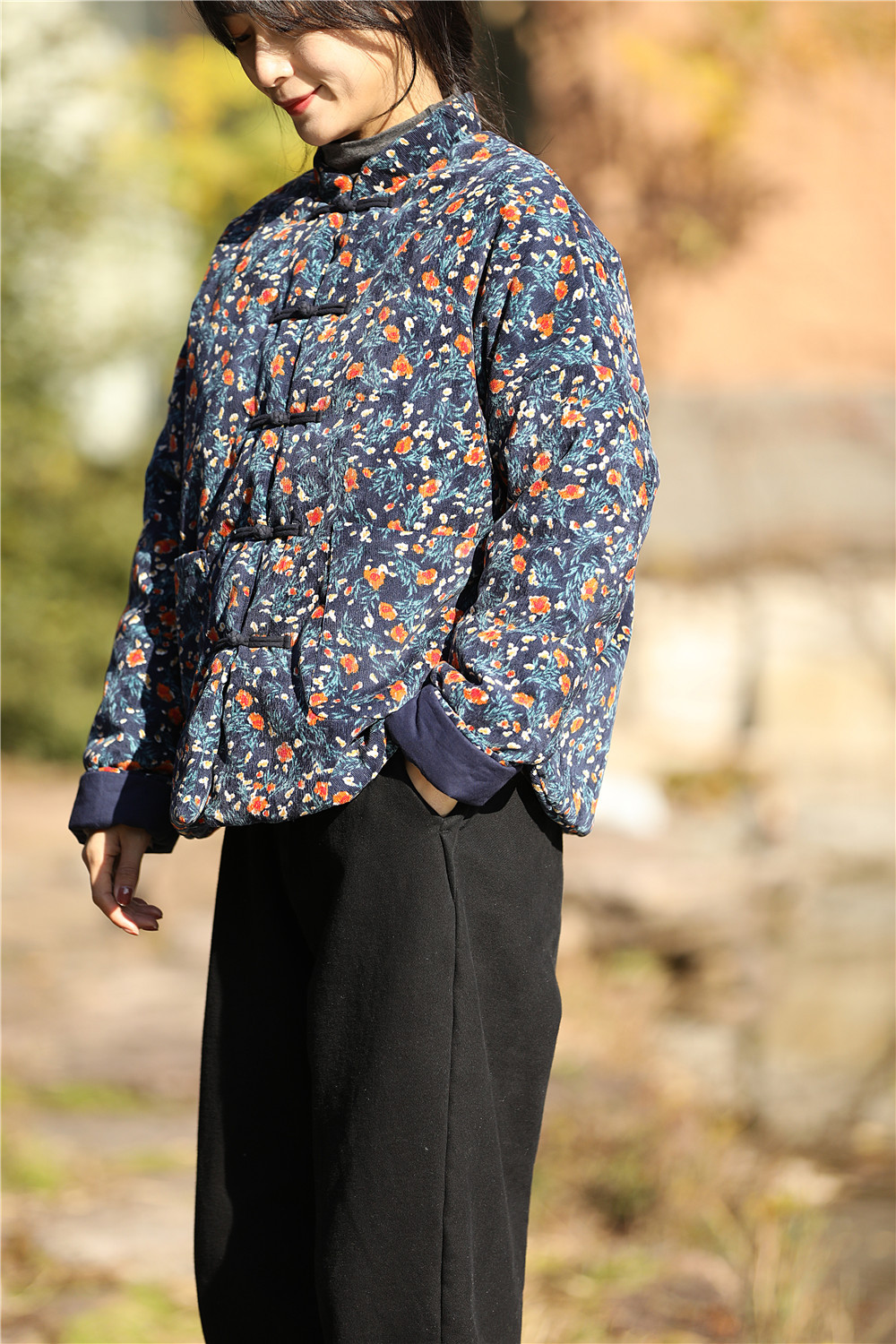 原创中国风立领对襟盘扣夹棉加厚棉衣新中式复古女外套上衣t21105