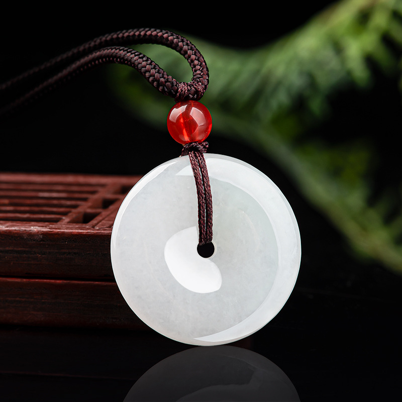 天然缅甸a货翡翠平安扣吊坠糯冰种玉石玉扣男女款保平安玉佩挂件